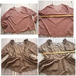 Bundle Of 2 Sz 4xl Cute Tops Blouses Pink & Leopard‎
